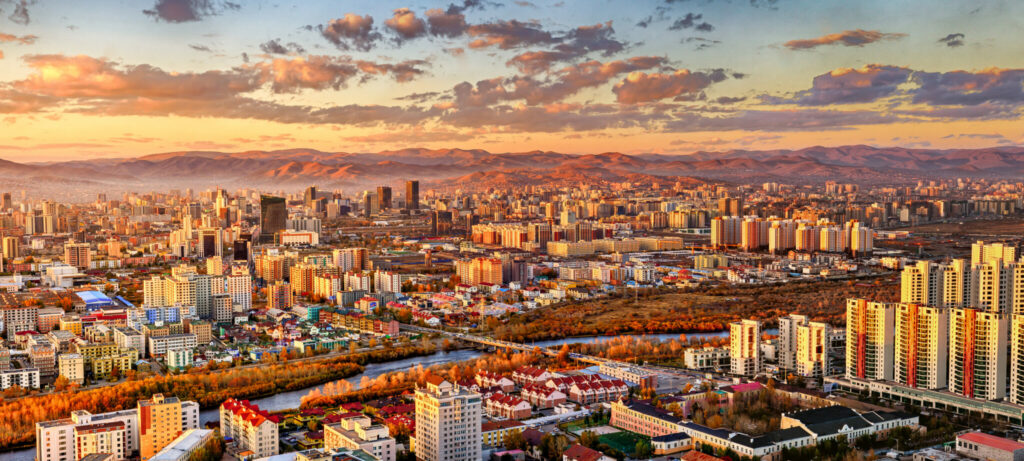 A Day Spent in Ulaanbaatar - cityscape at sunset - image by Michal Vit via Shutterstock - Globetrotting horse riding holidays