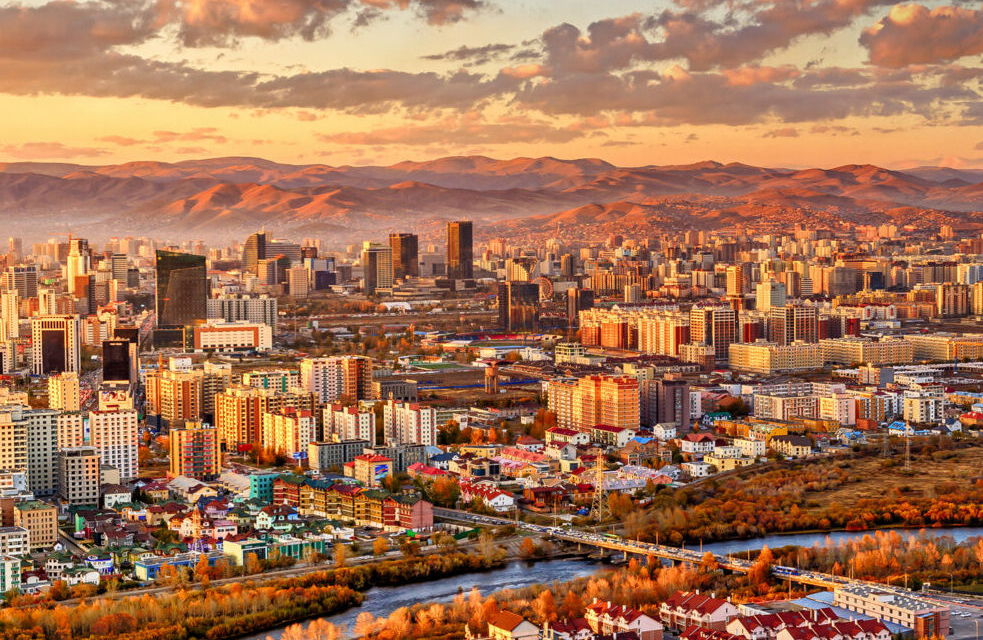 A Day Spent in Ulaanbaatar - cityscape at sunset - image by Michal Vit via Shutterstock - Globetrotting horse riding holidays